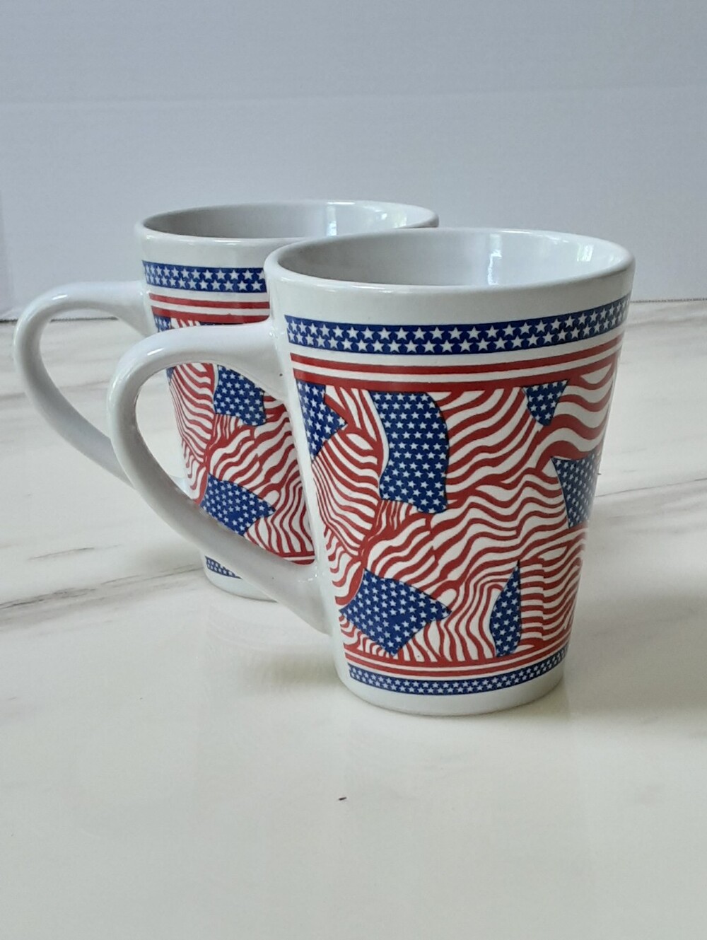 GOOD OLD VALUES Abstract Patriotic Stars & Strips Coffee Mug - Set of 2 NWT